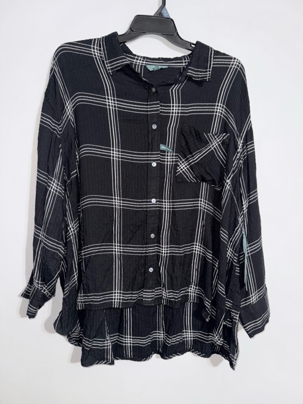 Terra & Sky Black & White Button-Up Shirt 4X BNWT